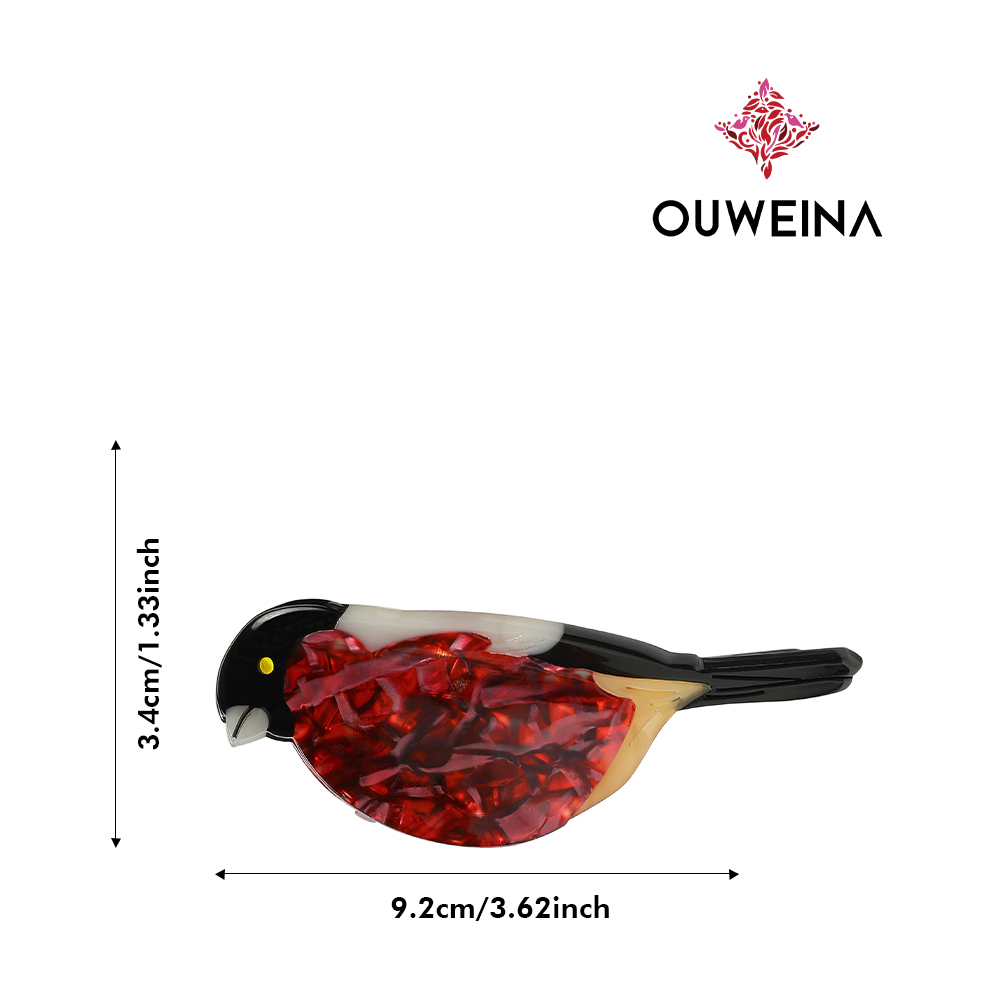 Personalized niche acetate clip original design style red bellied gray finch DW00340 cute animal hair accessories high ponytail clip