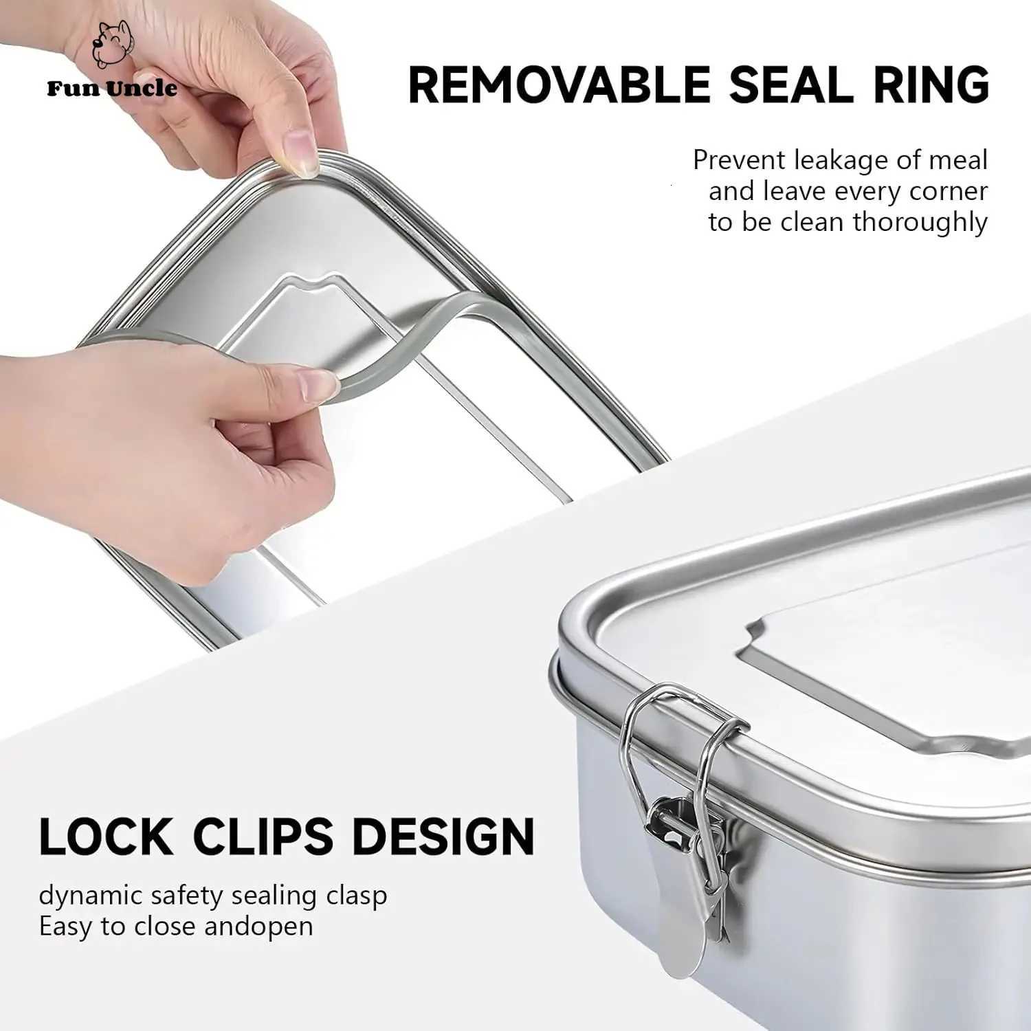 304 Stainless Steel Bento Box Double Layer Compartment Student Lunch Box Leak Proof American Style Airtight Food ContainerM251121