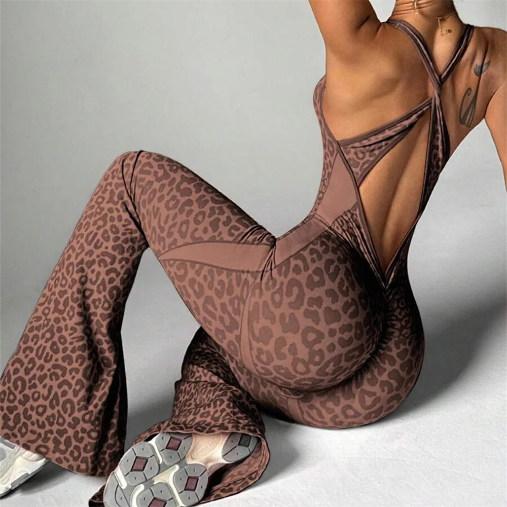 Pad One-Piece Jumpsuit Yoga Set Flared Pants Casual Scrunch Workout Pants Trendy Fitness Legging Active Wear XP10 251114