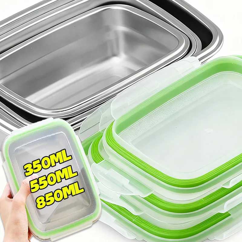 350/550/850m Stainless Steel Lunch Box Refrigerator Sealed Storage Box Portable Food Containers Leak-proof Microwave Bento BoxesM251121
