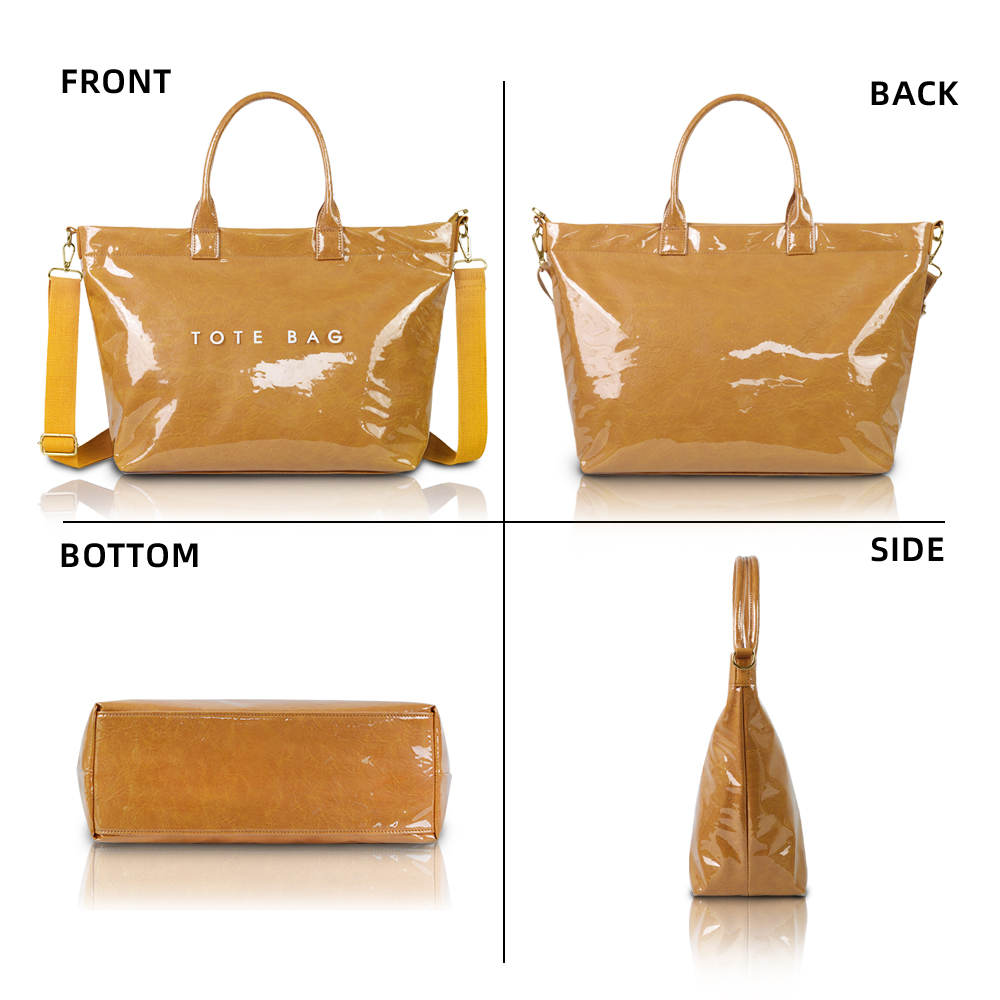 Women's PVC Tote Large Capacity Letter Print Kraft Paper Clear Plastic Shoulder Bag Waterproof Travel Handbag