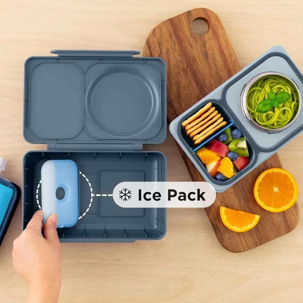 Insulated Kids Lunch Box Leak Proof Thermal Food Jar 2 Compartments Bento with Ice PackM251121