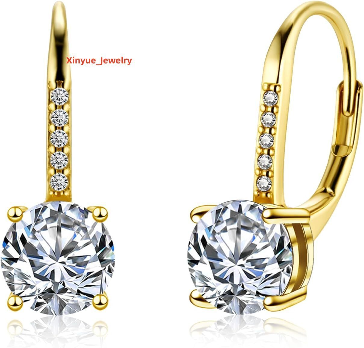 Moissanite Earrings White Gold Plated Soild Sterling Silver Dangle Earrings D Color Brilliant Round Cut VVS1 Moissanite