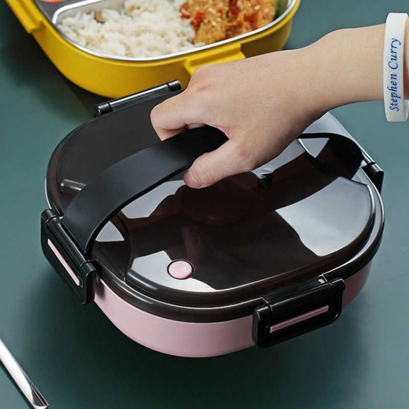 304 stainless steel insulated lunch box Portable leakproof bento box for women kids Microwavable food container With tablewareM251121
