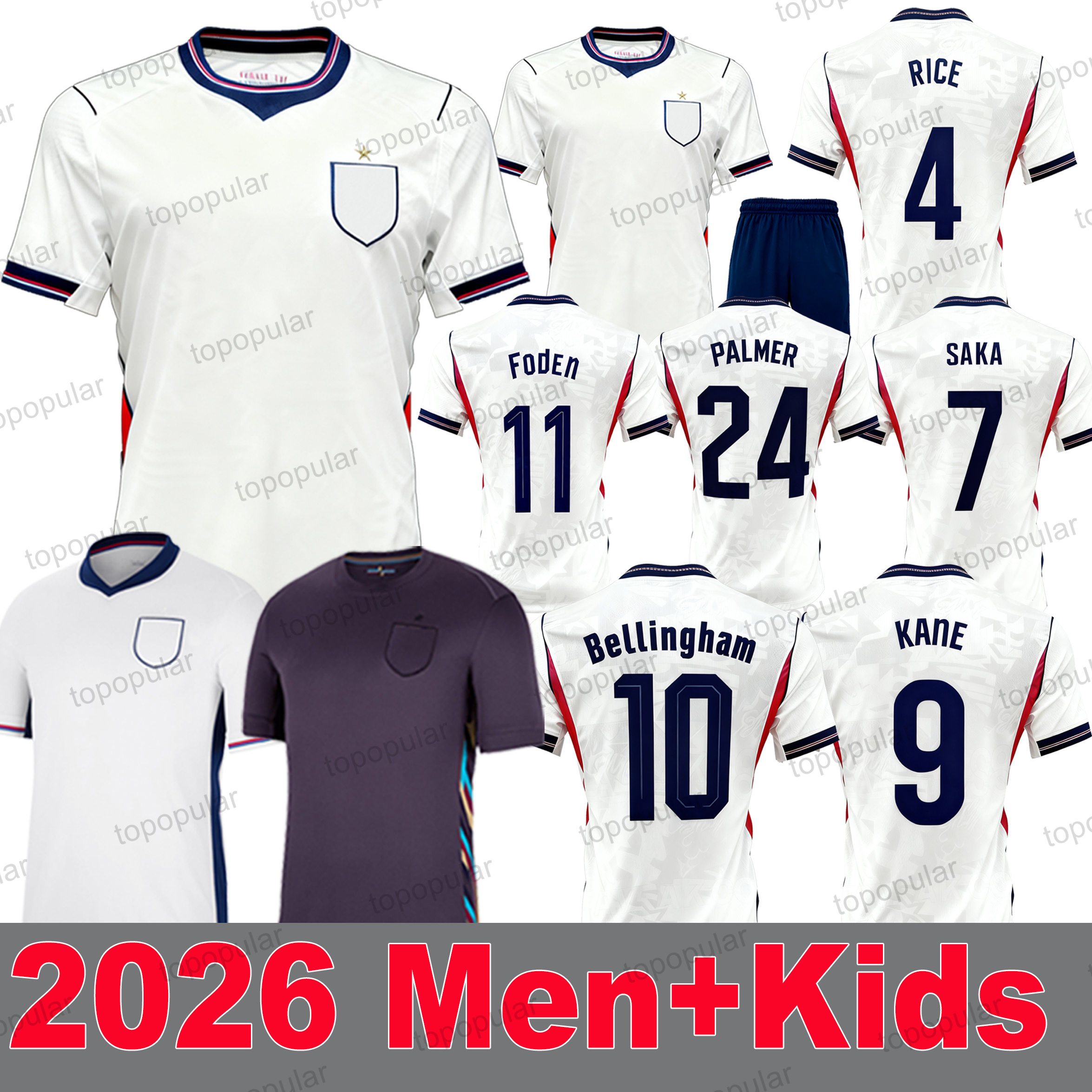 england football shirt BELLINGHAM Soccer Jersey RASHFORD KANE SAKA RICE FODEN 2025 20206 National Team Home White Away Men Kid Women Men Kids Kit S-4XL