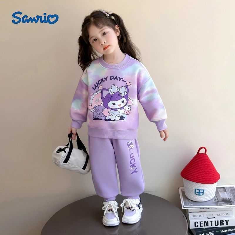 Sanrio New 2025 Girls Outfit Spring and Autumn Style Fashionable Childrens Clothing Kuromi Sweatshirt Autumn Two-Piece Set for Girls H251121
