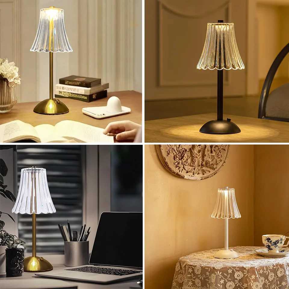 USB Rechargeable LED Table Lamps Touch Dimming Night Light 3 Color Cordless Atmosphere Bedroom Bedside Reading Lamps Decor Light C251121