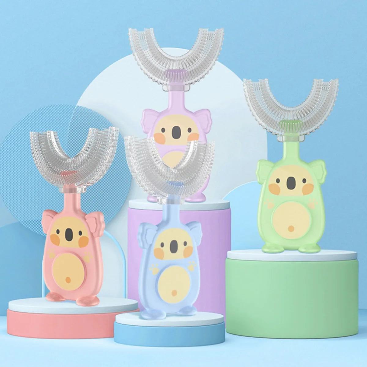 Children U-shaped Toothbrush 360 degree cartoon childrens silicone toothbrush Childrens oral cleaning toothbrush brushing tool 251113