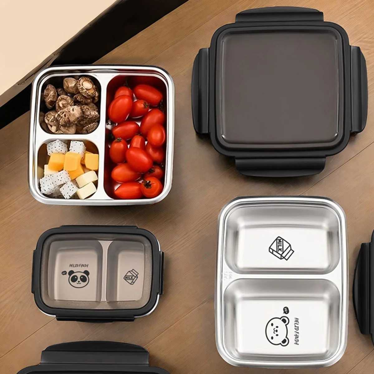 WORTHBUY 2/3 Grids 304 Stainless Steel Lunch Box Portable Leak-proof Food Container Large Capacity Bento Box For Students AdultM251121