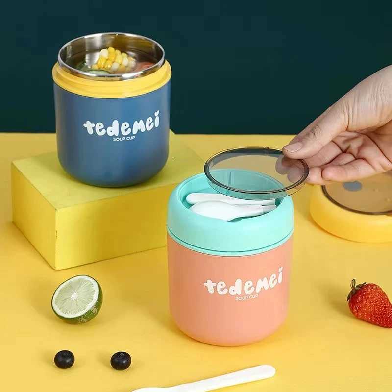 Stainless Steel Vaccum Cup Soup Lunch Box Storage Warmer With Spoon Food Thermal Jar Insulated Soup Thermos Containers CoolerM251121
