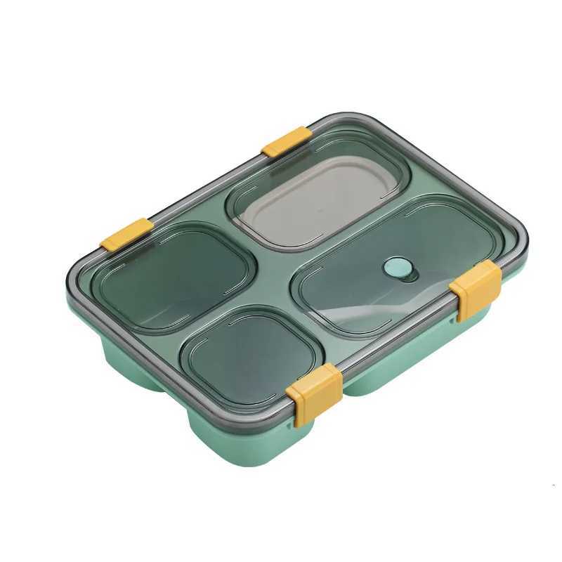 1Pcs Single Layer Plastic Lunch Box 4 Compartments Microwave Safe Leakproof Bento Container for Adults StudentsM251121