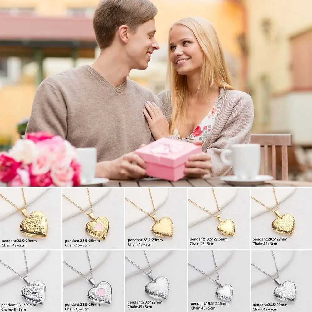 Openable Photo Picture Locket Necklace Valentines Day DIY Necklace Floral Heart Necklace Friendship NecklaceXJ251121