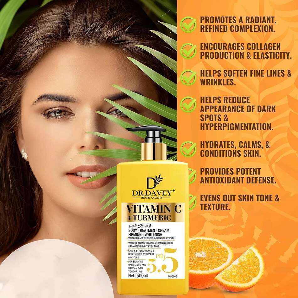 Vitamin C Natural Turmeric Brightening Body Lotion, Reduce Blemish, Acne, Smooth , Glowing & Cream, For All Skin Types