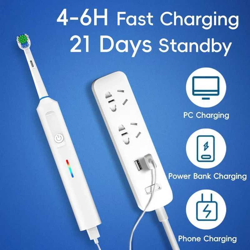Smart Rotary Electric Toothbrush3 Modes Fast Rechargeable Electric Toothbrush with TimerTravel Case and 2 Brush Heads C251121