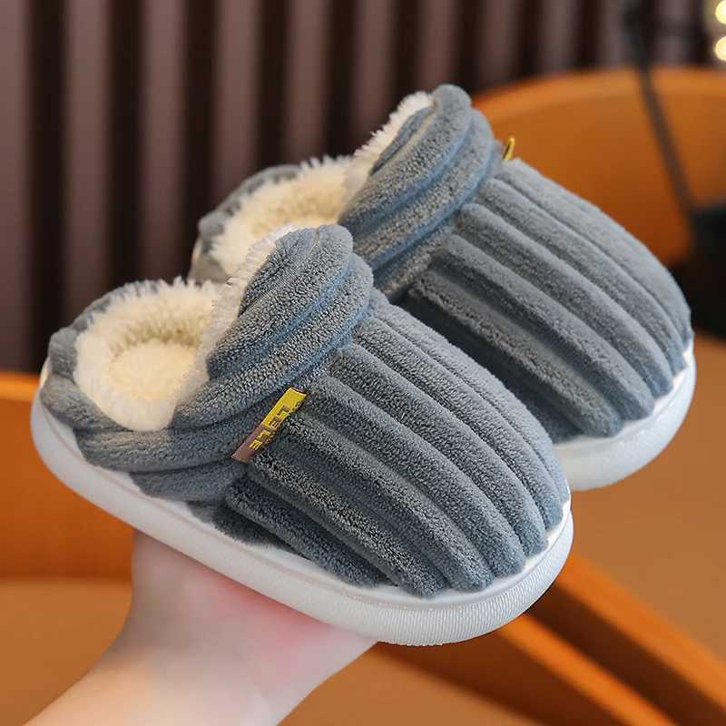 Childrens Cotton Slippers Winter Boys Girls Baby Plush Slippers Indoor Closed-Toe Warm Fuzzy Anti-Slip Parent-Child SlippersW251121