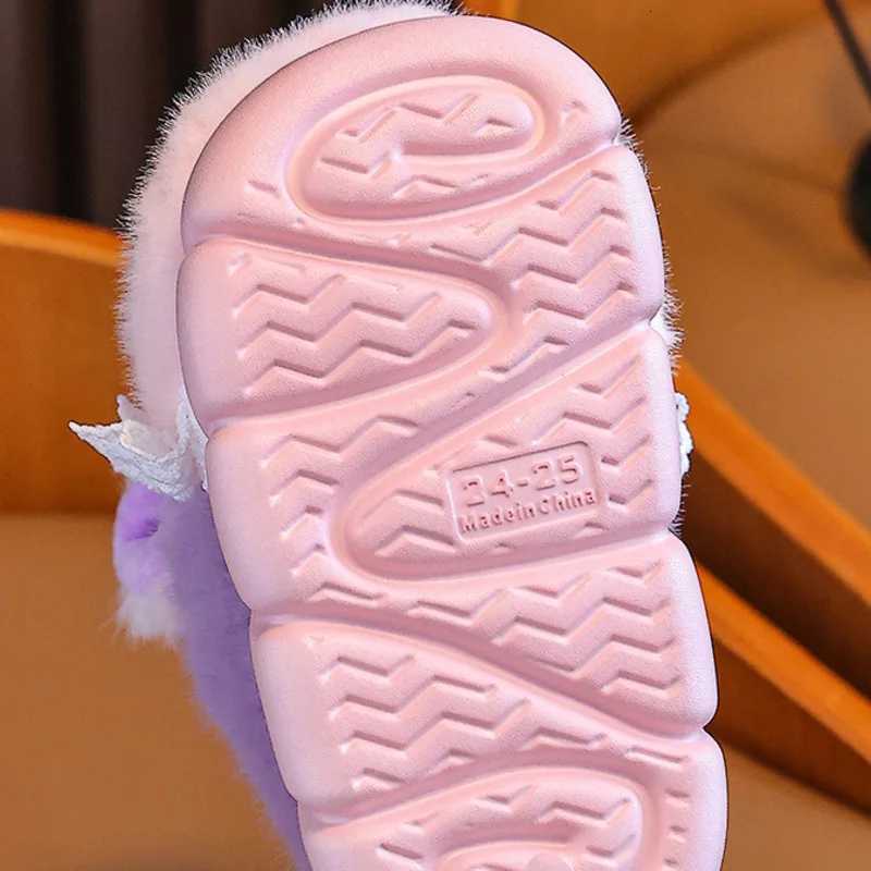 Winter Girls Slippers Cute cartoon Fluffy CHIldren Slippers Plush Warm Soft Sole Kids Indoor Cotton ShoesW251121