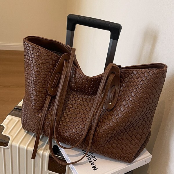 New cross-border retro woven pattern handbag shoulder bag large capacity women's crossbody bag designer bag luxury bag Christmas gift