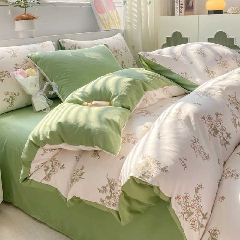 Flower bedding 100% pure cotton bedding set soft down duvet cover bedding linen box single double large 2024 summer Y250418