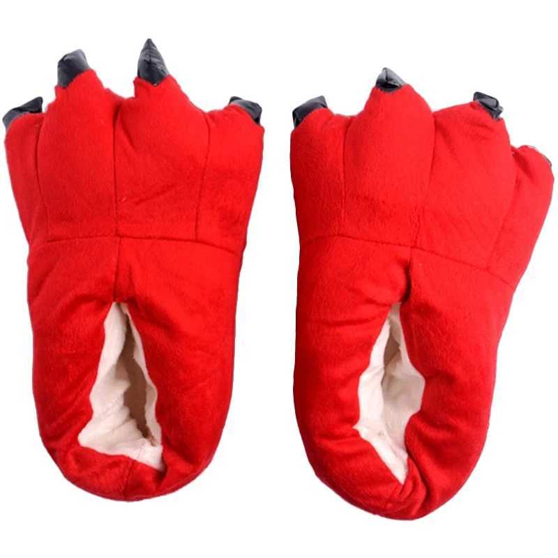Cute Animal Paw Slippers For Boy Girl Fluffy Kids Cute Claw Slippers Fashion Soft Plush Warm Home Slipper Yellow Red Child ShoesW251121