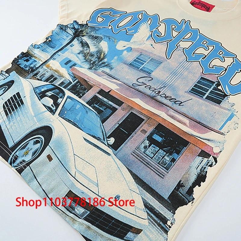 Men's T Shirts 25 T-shirt European American Trendy Streetwear Car Letter Logo Print Unisex Short Sleeve Top Tee
