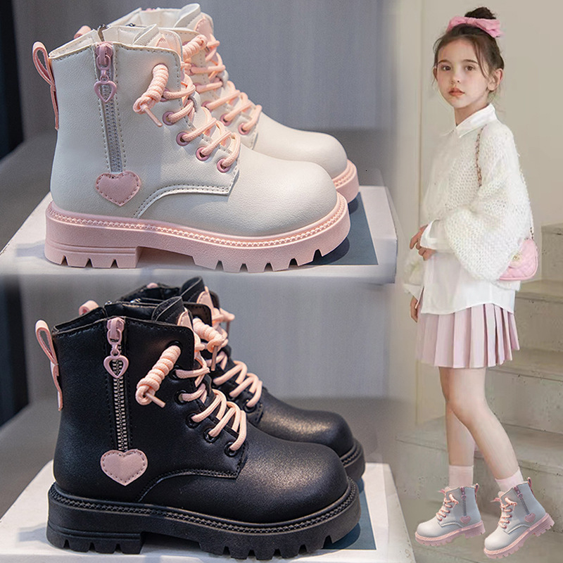 New designer shoes Girls Martin Boots Autumn Winter Children s Warm Boots Stylish Fashion Single Boots Fleece Lined Leather Boots Short Boots Trendy