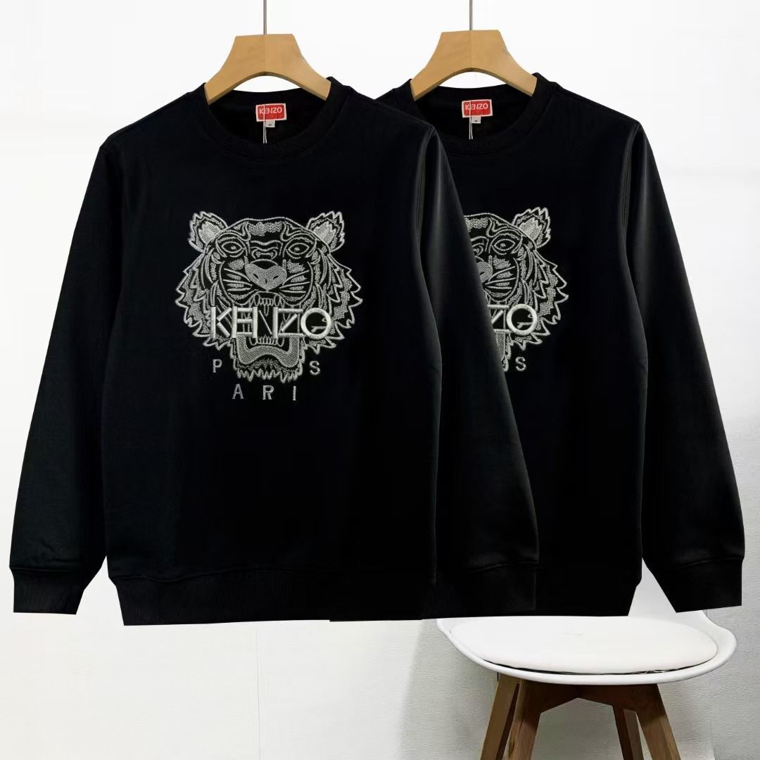 10A Designer Hoodie Kenzohoodiely Kenzoisms Winter Black and Red Tiger Head Embroidery Fleece Lined Mink Velvet Sweatshirt for Men and Women Top Covering Flaws