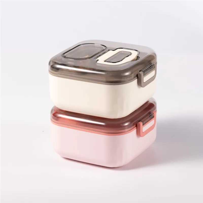 850ML Square Lunch Box For Adults and Student 3 Grids Leakproof Microwaveable Seal Bento Box With Spoon And Dipping Sauce BoxM251121