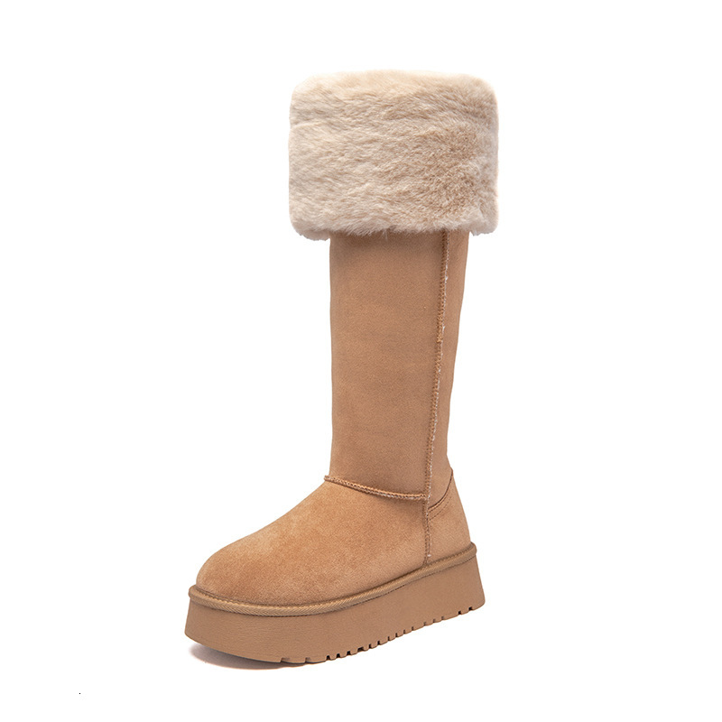 Christmas luxury gift autumn and winter thick soled knee high boots warm snow boots double wearing women's shoes snow boots women's new desi