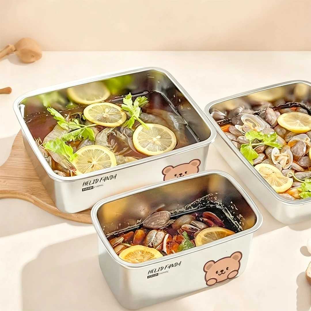 WORTHBUY Sealed Food Container 304 Stainless Steel Fresh-keeping Box Large Capacity Lunch Box Oven Induction Cooker SafeM251121
