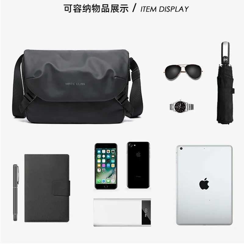 Fashion Messenger Bag For Men Waterproof Mti-functi Crossbody Bag Anti-theft Traveling Business Sling Bag Black Y251121
