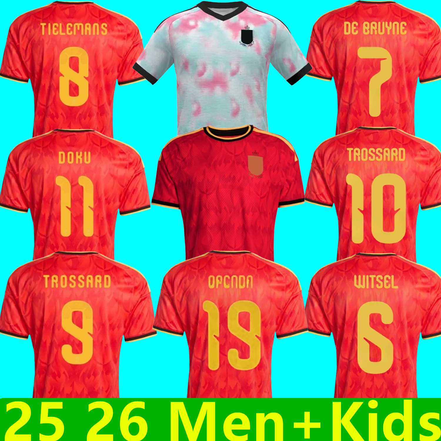 25 26 Belgium World Cup soccer jerseys DE BRUYNE R. LUKAKU DOKU E. HAZARD 2025 2026 MERTENS BATSHUAYI TIELEMANS OPENDA Fans Player football shirt uniform Men Kids Kits
