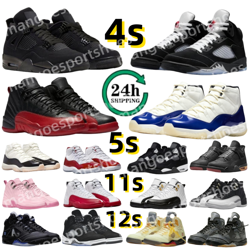 Designer 4 for Men Women Basketball Shoes 4s 5s 11s 12s Black Cat Pizza Fire Red Black Metallic White Cement Thunder Gamma Blue Taxi Bred sneakers trainers sport shoe