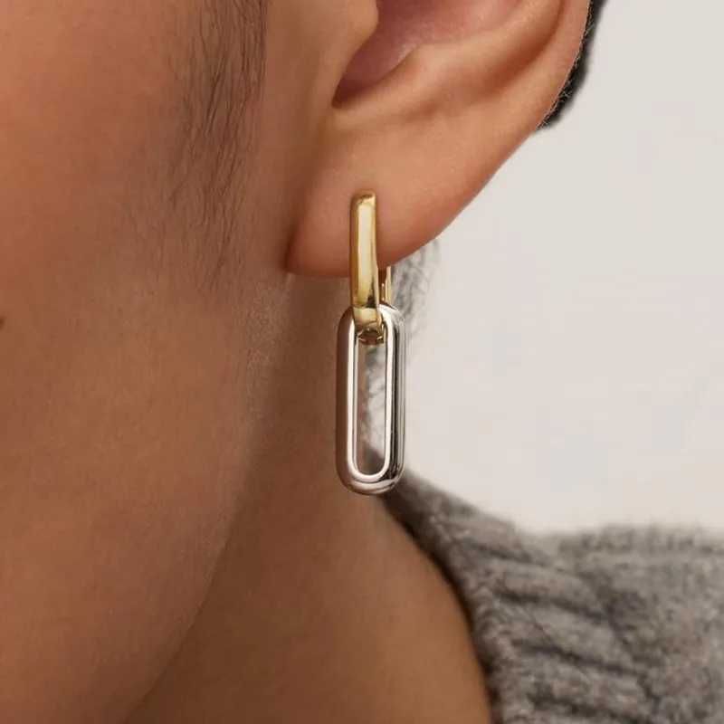 Womens Two tone U-shaped Hoop Earrings Exaggerated Hip Hop Punk Earrings Party Jewelry WholesaleXJ250421