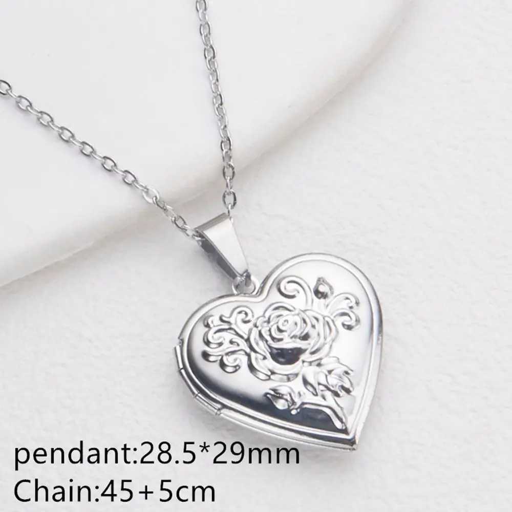Openable Photo Picture Locket Necklace Valentines Day DIY Necklace Floral Heart Necklace Friendship NecklaceXJ251121