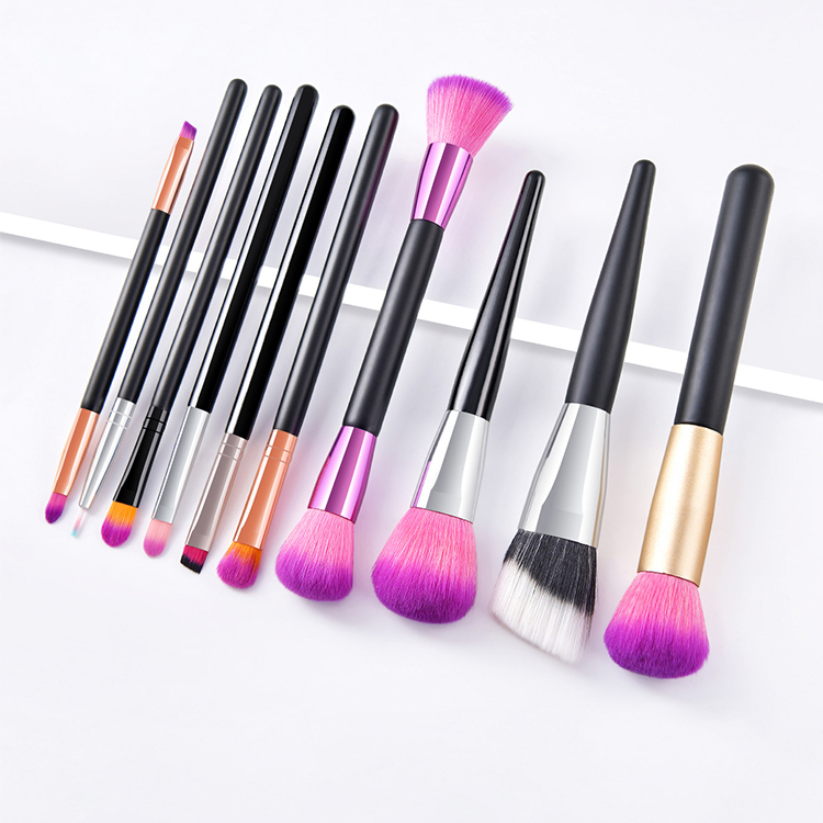 10-Piece Eyeshadow & Blush Brush Set - Complete Makeup Tool Collection