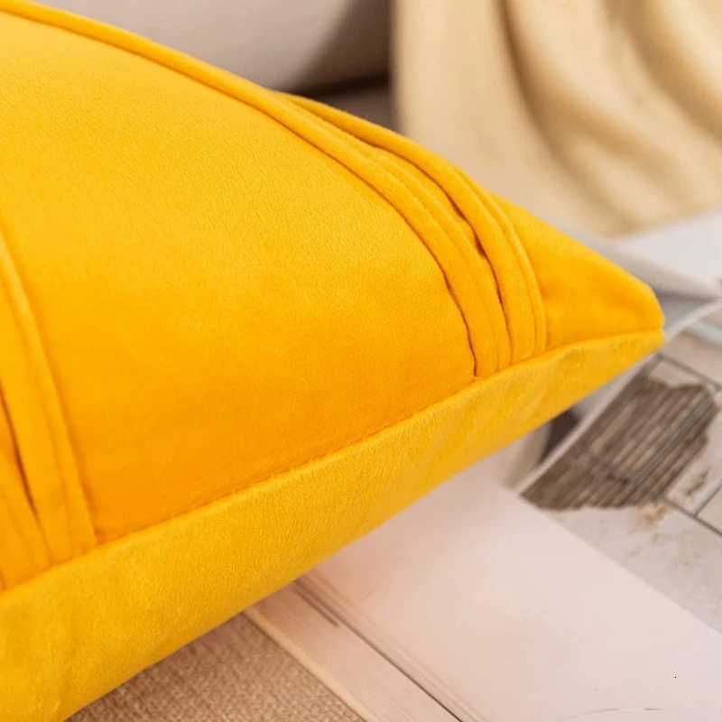 Striped Velvet Covers Rustic Modern Soft Solid Cushion Case for Sofa Bedroom Car Yellow Cream 30x50cm 45x45cm 50x50cm C251121