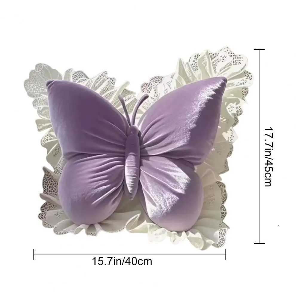 Butterfly Throw Plush Butterfly with Lace Ruffle Decorative Bedroom Cushion for Sofa Couch Bed Car Supplies C251121