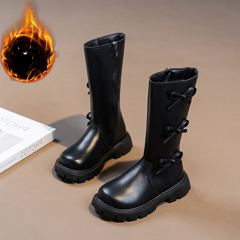 New designer shoes Girls Long Boots Autumn Winter New Style High Boots Fashionable Bow Princess Leather Boots Children s Martin Boots