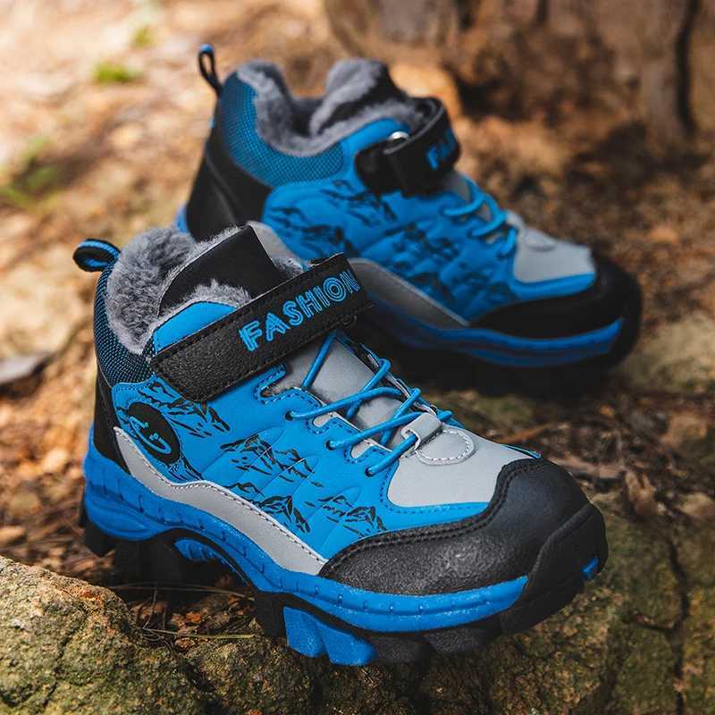 Children Casual Luminous For Boys Breathable Sneaker Winter Warm Plush Kids HookLoop Non-slipl Hiking Shoes J251204 XJ260303