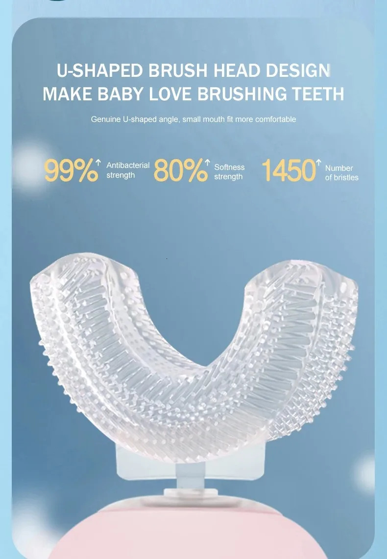 Replacement Toothbrush Heads for Children U-shaped Electric Toothbrush 360 Degrees Kids silicone Toothbrush Accessories Nozzles 251113