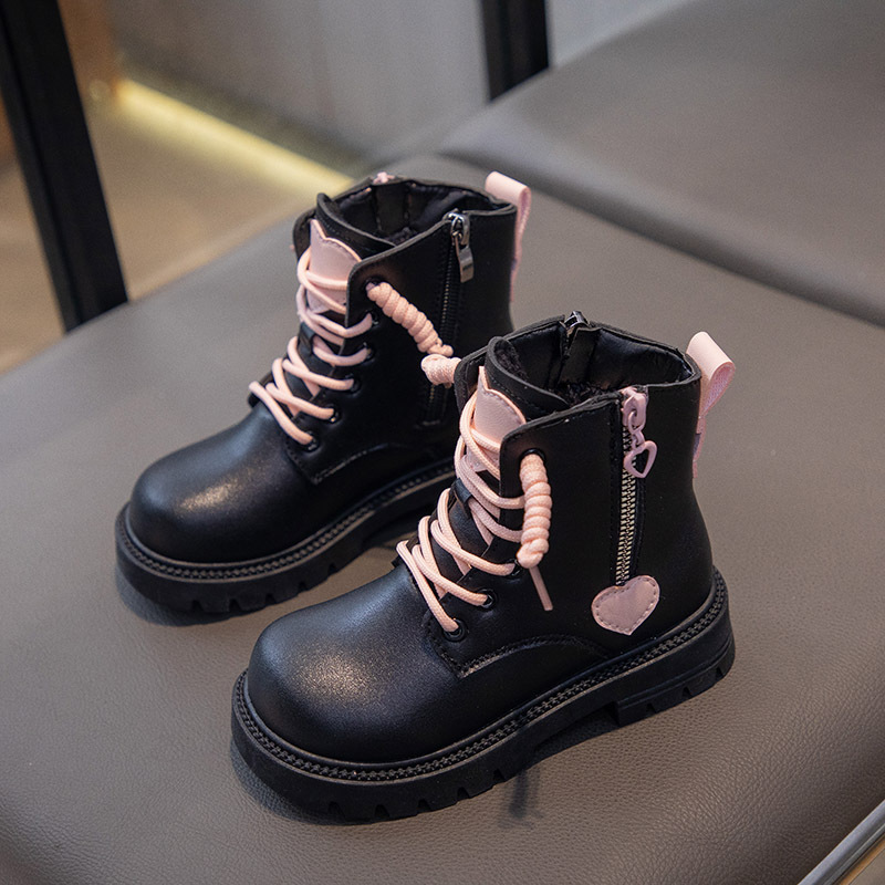 New designer shoes Girls Martin Boots Autumn Winter Children s Warm Boots Stylish Fashion Single Boots Fleece Lined Leather Boots Short Boots Trendy