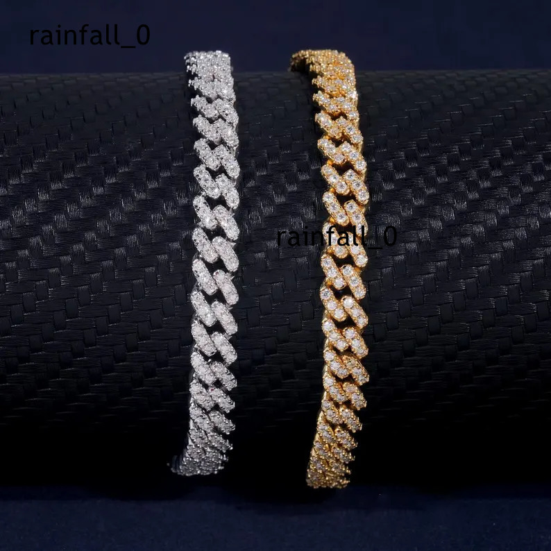 Hip Hop Jewelry Moissanite Bracelet and Necklace 925 Sterling Silver Pass Diamond Test Iced Out 6mm Pill Cuban Link Chain