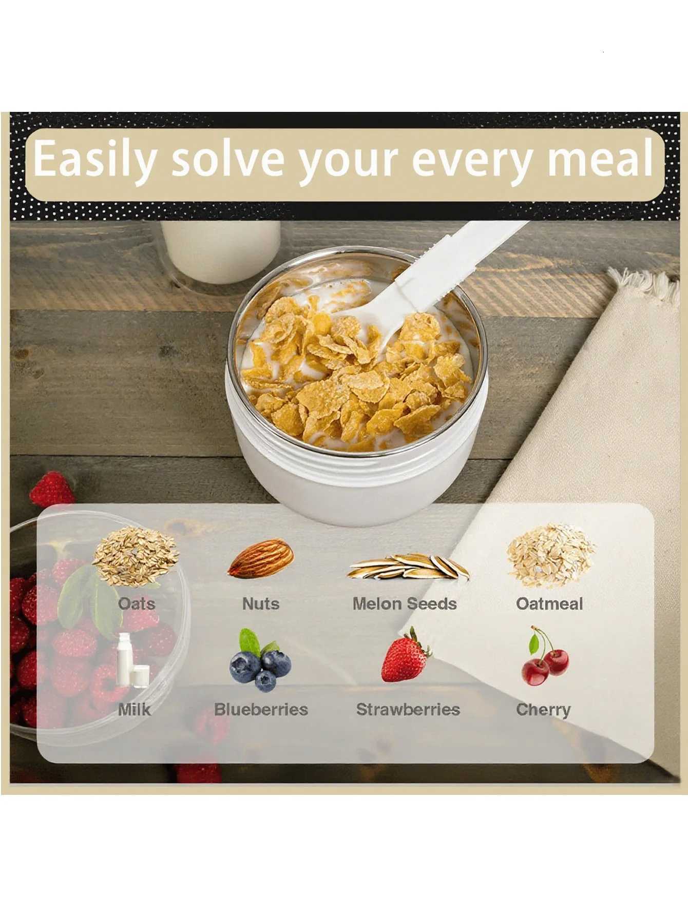 600ml Stainless Steel PP Material Simple Soup Cup Lunch Box Eco-Friendly Portable Food ContainerM251121