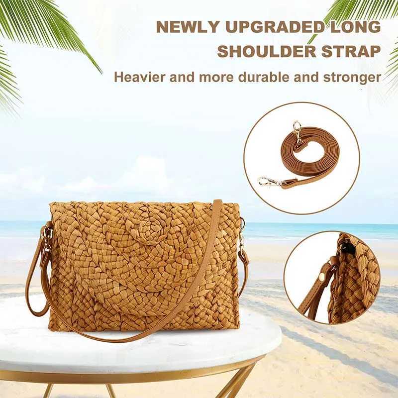 Straw Clutches Beach Bag For Women Summer Crossbody Straw Bag With Bag Strap Rural Style Woven Shoulder Bag Casual Purse WalletsT251121