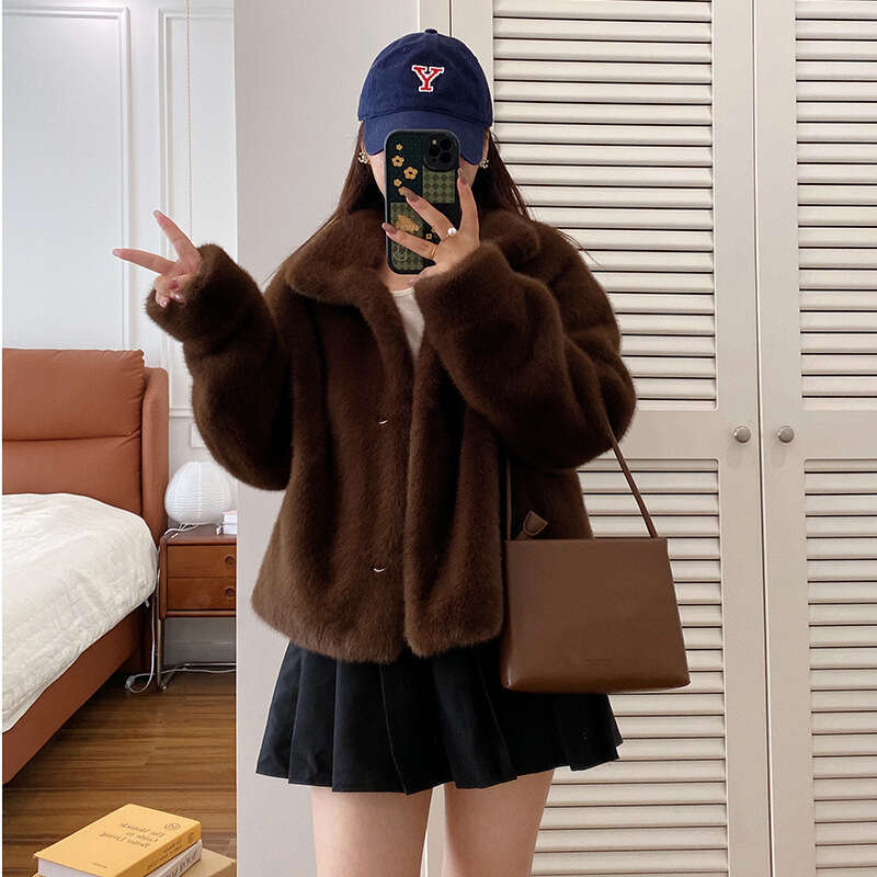 Short Luxurious Mink European Stand Collar Faux Coat EcoFriendly Fur Women's Autumn Winter New Arrival
