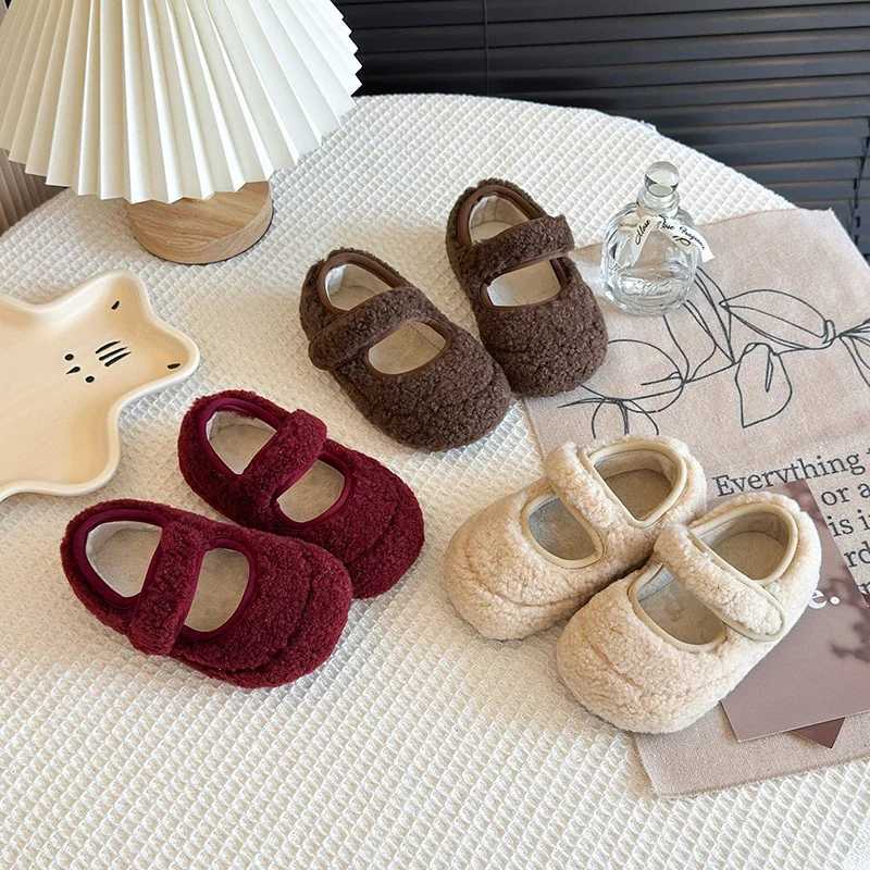 Children Cotton Leather Shoes for Girls 2025 Winter New Fashion Korean Style Soft Bottom Anti-slippery Versatile Princess ShoesW251121