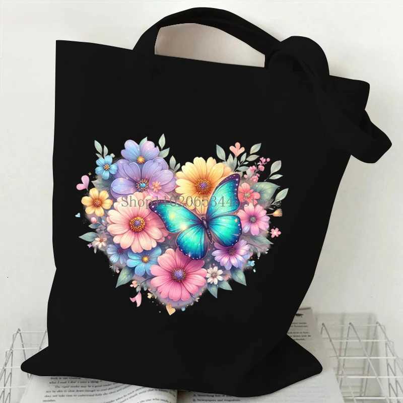 Beautiful Butterfly Print Handbags Women Fashion Aesthetics Tote Travel Foldable Storage Beach Canvas Watercolor Shoulder BagsT251121