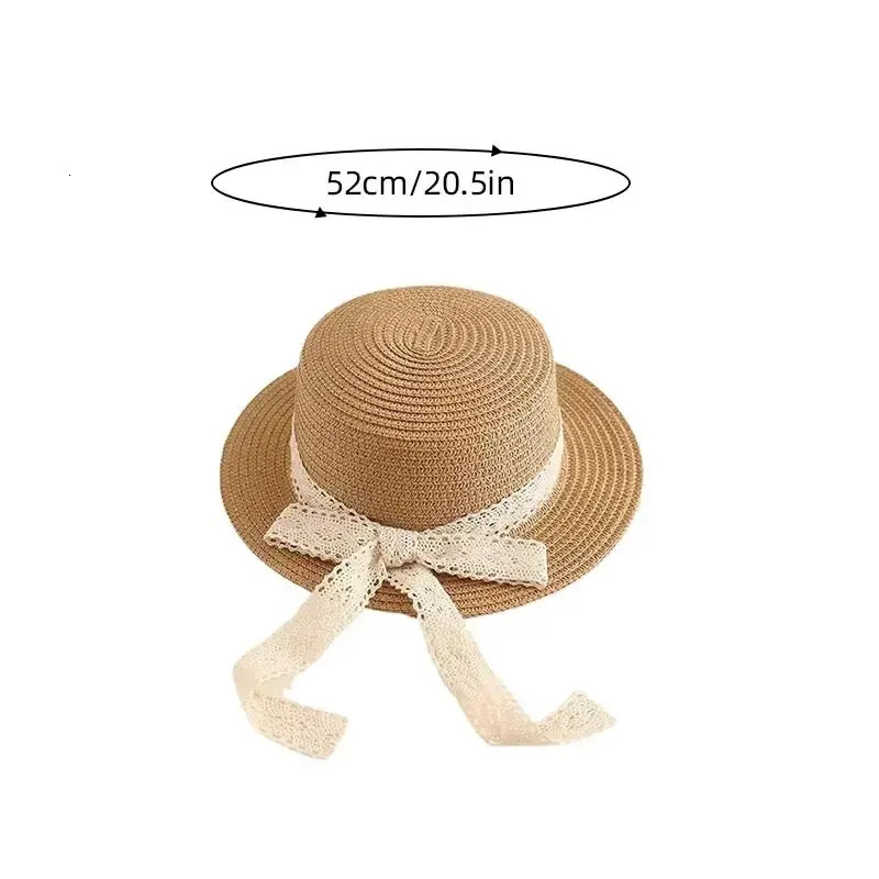 Cute Bow Flow Girl Straw Hat Spring Summer Breathable Sunshine Children Outdoor Travel UV Protection Panama Ca 250414z