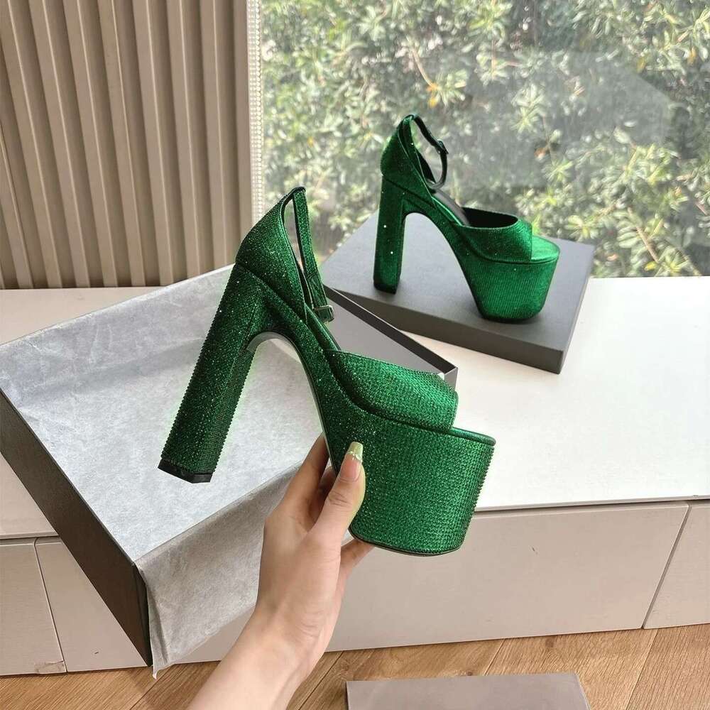 Women Size34-42 Genuine Leather Crystal Sandals Super High Heels Flat Platform Pumps Designer Shoes atillas De Mujer