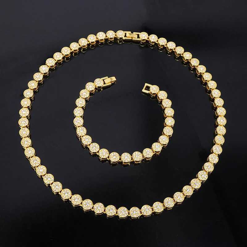 2025 New 45CM Luxurious Shiny Round Rhinestone Hop Tennis Chain Bracelet Necklace for Women Men Jewelry GiftXJ251121